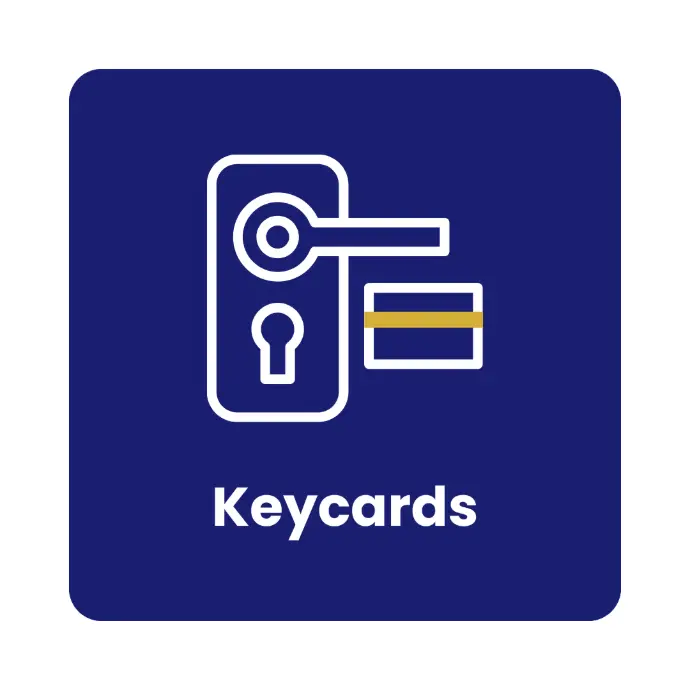 Secure entry into each room with keycard en ekey