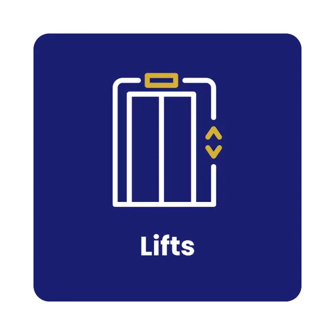 Lift doors opening on a residential floor at Burgers Park