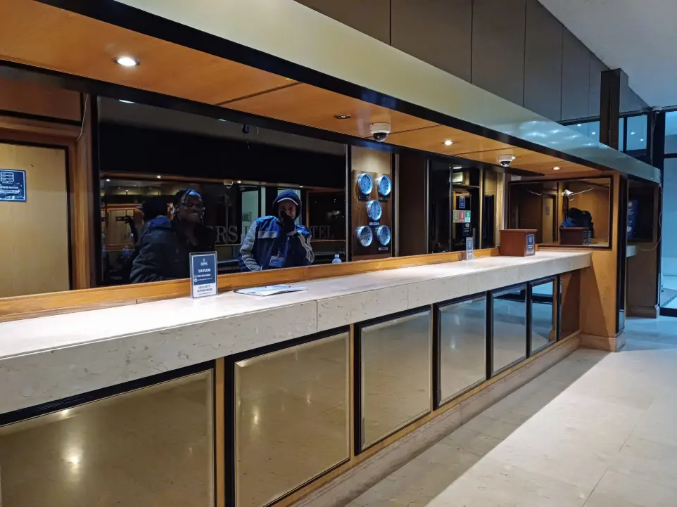 24/7 reception and access control area at Burgers Park Student Hotel with secure entry and support services